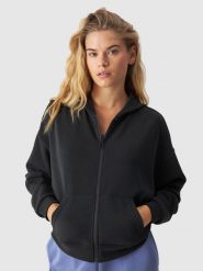 4F Bluza dresowa rozpinana z modalem damska - czarna XL. Czarne bluzy z kapturem 4f, xl, bez wzorów, z dresówki, z kapturem. W wyprzedaży za 79.99 zł.