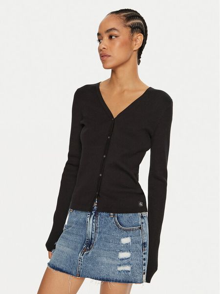 Calvin Klein Jeans Kardigan J20J224239 Czarny Regular Fit. Czarne swetry Calvin Klein Jeans, m, bez wzorów, z bawełny, bez ramiączek. Za 279.99 zł.