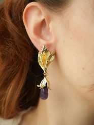 L'Atelier de Gaia Pozłacane kolczyki-wkrętki z ametystami rozmiar: onesize. Różowe kolczyki L'Atelier de Gaia, z ametystem, pozłacane. Za 100.99 zł.