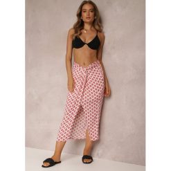 Czerwona Spódnica Filotus. Czerwone spódnice Renee, na plażę, l, z aplikacjami, z tkaniny, midi, kopertowe. W wyprzedaży za 83.99 zł.