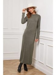 Joséfine Sukienka dzianinowa "Analog" w kolorze khaki rozmiar: L. Brązowe sukienki Joséfine, l, bez wzorów, z dzianiny, bez kołnierzyka, bez ramiączek, maxi. Za 130.99 zł.