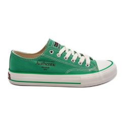 Damskie Trampki Big Star NN274240 Zielone. Zielone trampki bez wzorów, z materiału, retro, bez zapięcia. Za 180.71 zł.