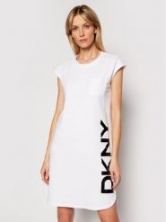 DKNY Sukienka dzianinowa P0RD1B2J Biały Regular Fit. Białe sukienki DKNY, xs, bez wzorów, z dzianiny, bez kołnierzyka, bez ramiączek. Za 259.99 zł.