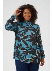 KAFFE curve Bluzka w kolorze niebiesko-czarnym rozmiar: 48. Niebieskie bluzki KAFFE curve, bez wzorów, z wiskozy, bez kołnierzyka, bez ramiączek. Za 78.99 zł.