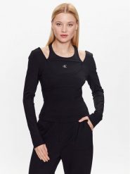 Calvin Klein Jeans Bluzka J20J221416 Czarny Slim Fit. Czarne bluzki Calvin Klein Jeans, l, bez wzorów, z jeansu, bez kołnierzyka, bez ramiączek. Za 329.99 zł.