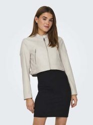 ONLY Kurtka w kolorze białym ze skóry syntetycznej rozmiar: S. Białe kurtki ONLY, s, bez wzorów, ze skóry, bez kaptura. Za 56.79 zł.