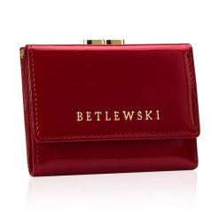 Portfel damski BETLEWSKI ZBPD-BS-14 CZERWONY. Czerwone portfele Betlewski, bez wzorów, ze skóry. Za 139.99 zł.