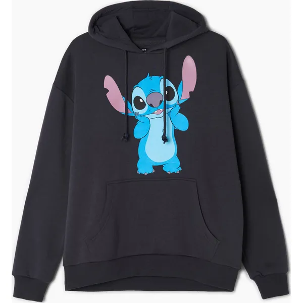 Bluza z kapturem Lilo i Stitch - Szary. Szare bluzy Cropp, l, bez wzorów, z bawełny, z kapturem. Za 119.99 zł.