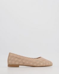 SKÓRZANE BALERINY E242-1 BEIGE. Brązowe baleriny Venezia, bez wzorów, ze skóry, bez obcasa, bez zapięcia. Za 199.00 zł.