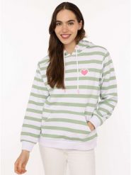 Zwillingsherz Bluza w kolorze zielono-białym rozmiar: S/M. Białe bluzy Zwillingsherz, m, bez wzorów, bez ramiączek, z kapturem. Za 175.26 zł.