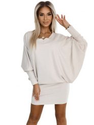 Numoco Sukienka w kolorze kremowym rozmiar: L/XL. Brązowe sukienki NUMOCO, l, bez wzorów, bez kołnierzyka, bez ramiączek, mini. Za 176.91 zł.