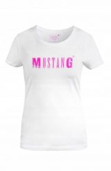 Koszulka Damska Mustang Sportowa Biała Bawełna Logo. Białe t-shirty sportowe Mustang, l, bez wzorów, z bawełny, bez ramiączek. Za 69.00 zł.