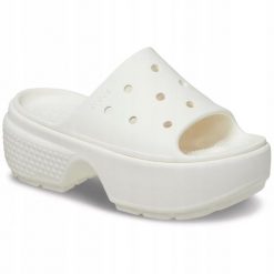 Klapki Dla Dorosłych Crocs Stomp Slide. Czerwone klapki Crocs, bez wzorów, z materiału, bez obcasa, bez zapięcia. Za 202.99 zł.