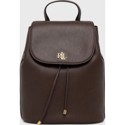 Lauren Ralph Lauren plecak skórzany damski kolor brązowy mały gładki. Brązowe plecaki Lauren Ralph Lauren, bez wzorów, do ręki, bez dodatków. W wyprzedaży za 1,229.90 zł.