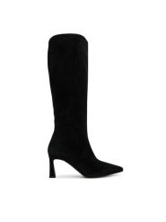 Pollini Kozaki SA26077M0NTA0000 Czarny. Czarne kozaki Pollini, bez wzorów, ze skóry, bez obcasa, na słupku, bez zapięcia. Za 2,729.00 zł.