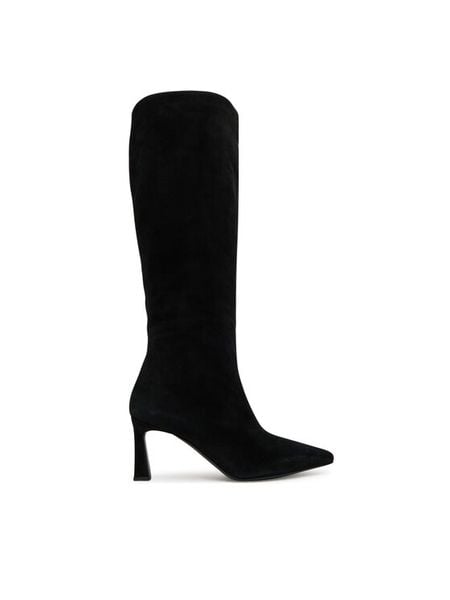 Pollini Kozaki SA26077M0NTA0000 Czarny. Czarne kozaki Pollini, bez wzorów, ze skóry, bez obcasa, na słupku, bez zapięcia. Za 2,729.00 zł.