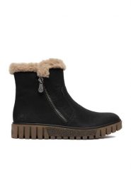 Rieker Botki CEO-Y3481-01 Czarny. Czarne botki Rieker, bez wzorów, ze skóry, bez obcasa, na płaskiej podeszwie, bez zapięcia. Za 389.99 zł.