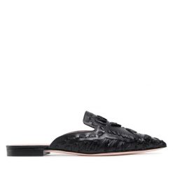 Klapki Alberta Ferretti. Czarne klapki Alberta Ferretti, bez wzorów, bez obcasa, bez zapięcia. Za 1,469.00 zł.