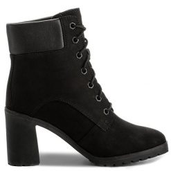 Botki Timberland. Czarne botki Timberland, bez wzorów, bez obcasa, na słupku, bez zapięcia. Za 679.99 zł.