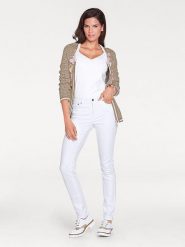 Heine Dżinsy - Slim fit - w kolorze białym rozmiar: 22. Białe jeansy Heine, bez wzorów, klasyczne, z podwyższonym stanem. Za 48.39 zł.
