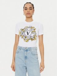 Versace Jeans Couture T-Shirt 78HAHC01 Biały Regular Fit. Białe t-shirty Versace Jeans Couture, xxs, bez wzorów, z bawełny, bez kołnierzyka, bez ramiączek. Za 439.99 zł.