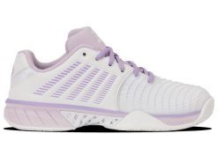 Buty sportowe - Padel - damskie - K-SWISS - EXPRSLIGHT3 HB - białe z orchideą. Fioletowe buty treningowe K-SWISS, bez wzorów, bez zapięcia. Za 259.00 zł.