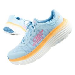 Buty sportowe damskie Skechers Max Cushioning. Niebieskie buty do biegania Skechers, bez wzorów, bez zapięcia. Za 339.00 zł.