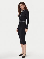 KARL LAGERFELD Sukienka dzianinowa A1W13027 Czarny Slim Fit. Czarne sukienki KARL LAGERFELD, s, bez wzorów, z dzianiny, bez kołnierzyka, bez ramiączek. Za 719.99 zł.