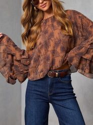 Milan Kiss Bluzka w kolorze jasnobrązowym rozmiar: XL. Brązowe bluzki Milan Kiss, xl, bez wzorów, bez kołnierzyka, bez ramiączek. Za 165.99 zł.