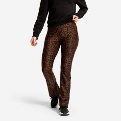 Legginsy fitness damskie Domyos regular. Brązowe legginsy DOMYOS, bez wzorów, z materiału, sportowe, długie. Za 69.99 zł.