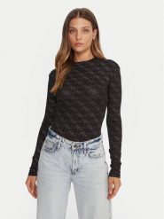 Guess Body W5BP09 K68D2 Czarny Slim Fit. Czarne body i gorsety Guess, z aplikacjami, z wiskozy, bez ramiączek. Za 169.99 zł.