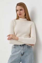 Morgan sweter damski kolor beżowy z półgolfem. Brązowe swetry Morgan, l, bez wzorów, z dzianiny, bez ramiączek. W wyprzedaży za 166.99 zł.