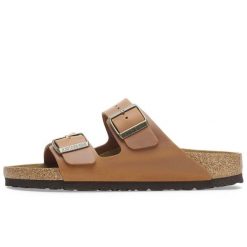Sandały Birkenstock Arizona, Skóra Olejowana Dorosłych. Brązowe sandały Birkenstock, bez wzorów, z materiału, bez obcasa, bez zapięcia. Za 513.50 zł.