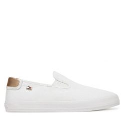 Tenisówki Tommy Hilfiger. Białe trampki Tommy Hilfiger, bez wzorów, bez zapięcia. Za 249.99 zł.