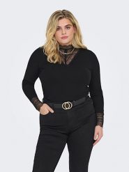 ONLY Bluzka w kolorze czarnym rozmiar: M-46/48. Czarne bluzki ONLY, m, bez wzorów, z koronki, bez kołnierzyka, bez ramiączek. Za 79.40 zł.