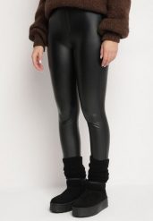 Czarne Legginsy z Ekoskóry z Wysokim Stanem i Wsuwanymi Kieszeniami Rievalia. Czarne legginsy Born2be, bez wzorów, z jeansu. Za 29.99 zł.