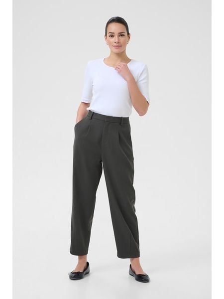 Kaffe Spodnie materiałowe w kolorze antracytowym rozmiar: 36. Czarne spodnie materiałowe Kaffe, bez wzorów, z materiału, z podwyższonym stanem. Za 166.10 zł.