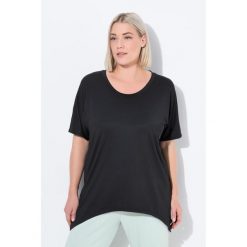 Damskie Koszula funkcjonalna wydłużone boki okrągły dekolt. Czarne koszule Ulla Popken, plus size, bez wzorów, z elastanu, sportowe, bez kołnierzyka, plus size, bez ramiączek. Za 239.99 zł.