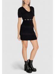Morgan Sukienka dzianinowa 242-RMEY Czarny Slim Fit. Czarne sukienki Morgan, xs, bez wzorów, z dzianiny, bez kołnierzyka, bez ramiączek. Za 249.99 zł.