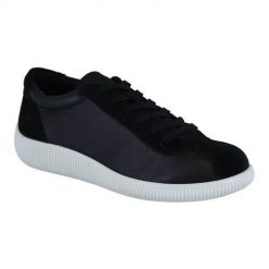 Buty do chodzenia damskie Ecco Sneaker Soft Zero Leder. Czarne buty treningowe ECCO, bez wzorów, z materiału, bez zapięcia, trekkingowe. Za 619.00 zł.
