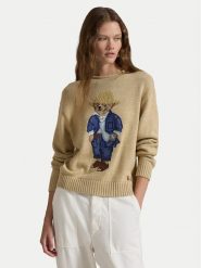 Polo Ralph Lauren Sweter 211959272001 Beżowy Relaxed Fit. Brązowe swetry Polo Ralph Lauren, xl, bez wzorów, z bawełny, bez ramiączek. Za 1,799.00 zł.