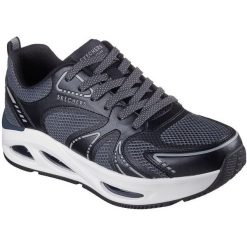 Buty sportowe Skechers Uno Ego aurair. Czarne buty treningowe Skechers, bez wzorów, ze skóry ekologicznej, bez zapięcia. W wyprzedaży za 490.00 zł.