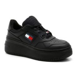 Buty Tommy Hilfiger Retro Basket Ess EN0EN02505BDS czarne. Czarne buty treningowe bez wzorów, z gumy, bez zapięcia. Za 500.30 zł.