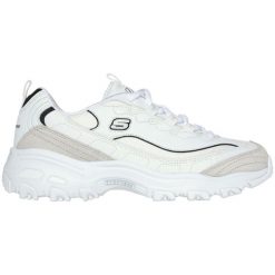 Buty damskie SKECHERS D'Lites New Heat. Białe buty do biegania Skechers, bez wzorów, bez zapięcia, do biegania. Za 279.00 zł.