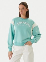 Tommy Jeans Bluza Varsity Crew DW0DW22365 Zielony Regular Fit. Zielone bluzy bez kaptura Tommy Jeans, m, bez wzorów, z bawełny, bez kaptura. Za 489.99 zł.