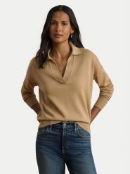 LAUREN RALPH LAUREN Sweter 200P14056004 Beżowy Regular Fit. Brązowe swetry Lauren Ralph Lauren, xs, bez wzorów, z bawełny, bez ramiączek. Za 769.99 zł.
