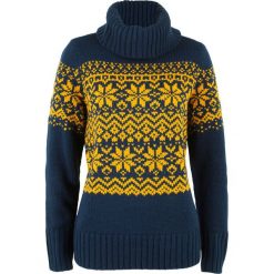 Sweter z golfem bonprix ciemnoniebiesko-żółty curry wzorzysty. Swetry marki INESIS. Za 74.99 zł.