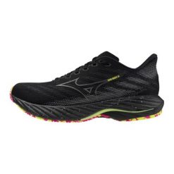 Buty Mizuno Wave Rider 28 Czarny/Srebrny/Limonkowy. Czarne buty do biegania Mizuno, bez wzorów, z materiału, bez zapięcia, do biegania, mizuno wave. Za 382.49 zł.