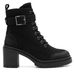 Botki JENNY. Czarne botki Jenny, bez wzorów, bez obcasa, na słupku, bez zapięcia. Za 118.99 zł.