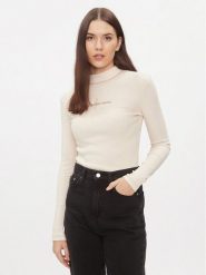Calvin Klein Jeans Golf Hero Monologo J20J222973 Écru Slim Fit. Swetry Calvin Klein Jeans, xs, bez wzorów, z bawełny, bez ramiączek. Za 289.99 zł.